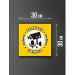 Размер наклейки "Ведется видео и аудио запись", 30х30 см, желтая