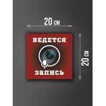 Размер наклейки "Ведется видео и аудио запись", 20х20 см, бордовая