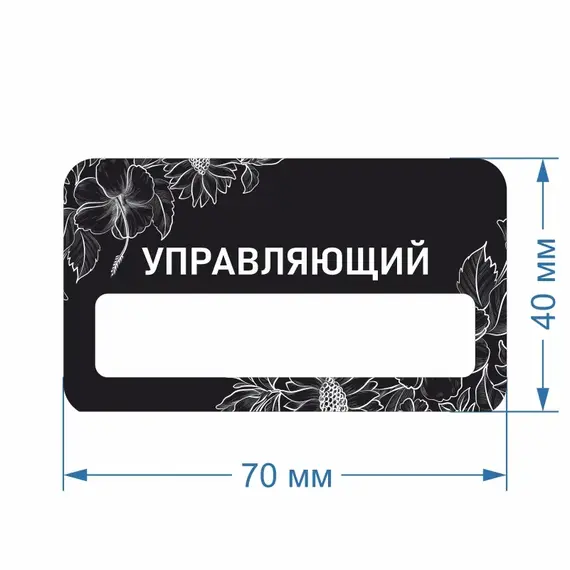 Бейджик Управляющий 70х40 мм акриловый с магнитом | ПолиЦентр, мастерская рекламы _ 30