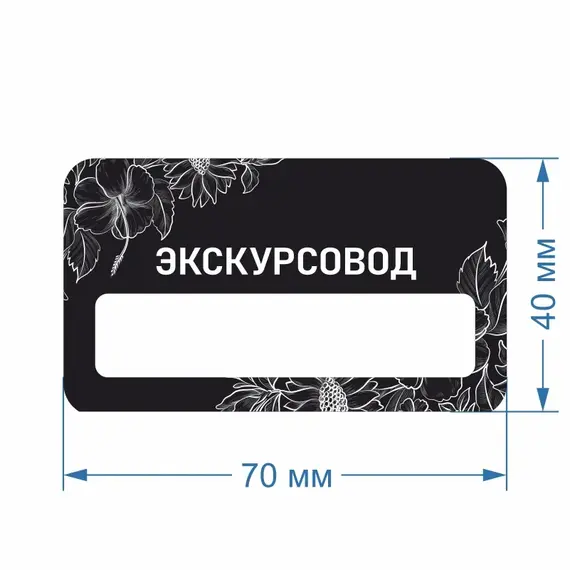 Бейджик Экскурсовод 70х40 мм акриловый с магнитом | ПолиЦентр, мастерская рекламы _ 30