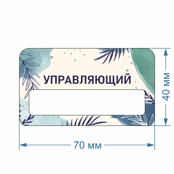 Бейджик Управляющий 70х40 мм акриловый с магнитом | ПолиЦентр, мастерская рекламы _ 30